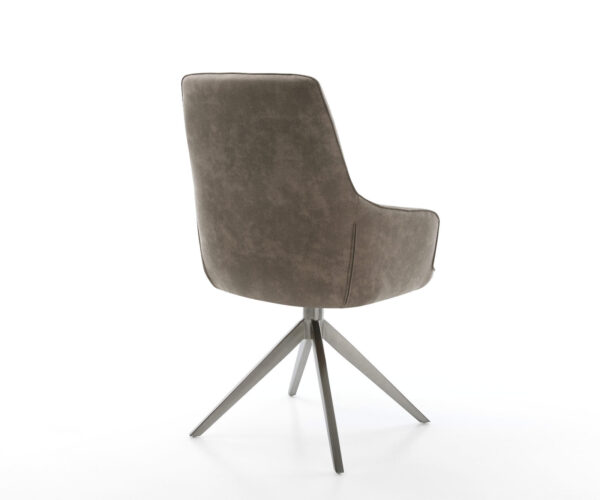 Étkezőszék Zelia-Flex karfás mikroszálas taupe vintage kereszt lábas széles grafit 360° forgatható hintamechanizmus zsákrugós - Image 5