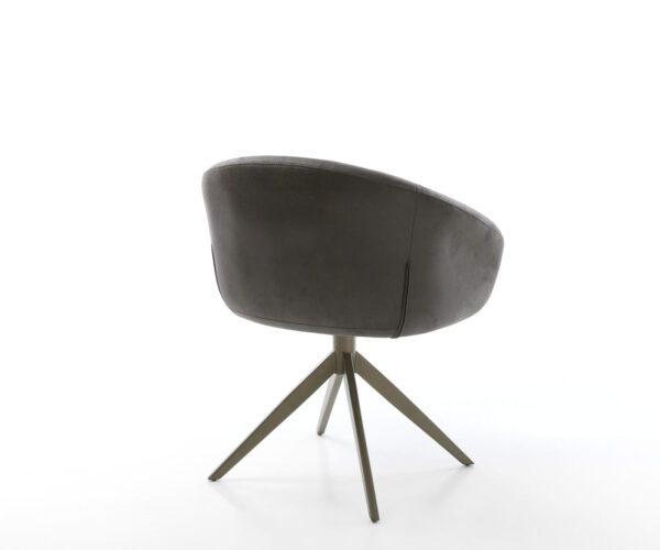Étkezőszék Vinka-Flex karfás mikroszálas antracit vintage kereszt láb széles titán hatású 360° forgatható hintamechanizmus zsákrugós matraccal - Image 5