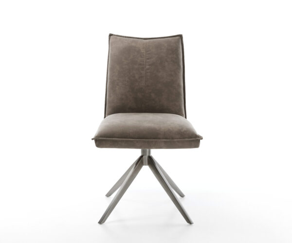 Étkezőszék Lelio-Flex mikroszálas taupe vintage kereszt láb széles grafit 360° forgatható billenő zsákrugós - Image 2