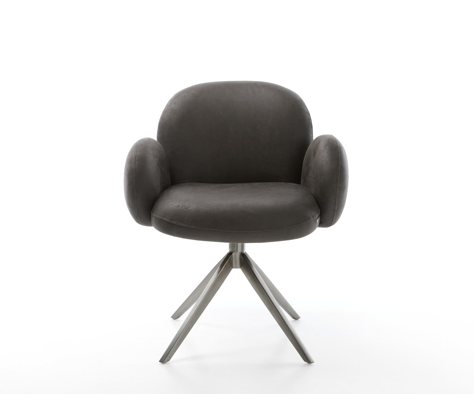 Étkezőszék Nube-Flex karfás mikroszálas antracit vintage kereszt láb széles grafit 360° forgatható hintamechanizmus zsákrugós matraccal - Image 2