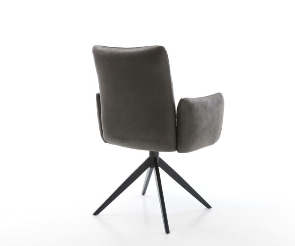 Étkezőszék Jova-Flex karfás mikroszálas antracit vintage széles kereszt láb fekete 360° forgatható hintamechanizmus zsákrugós - Image 5