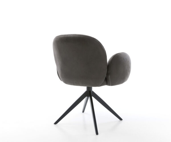 Étkezőszék Nube-Flex karfás mikroszálas antracit vintage kereszt láb széles fekete 360° forgatható hintamechanizmus zsákrugós matraccal - Image 5