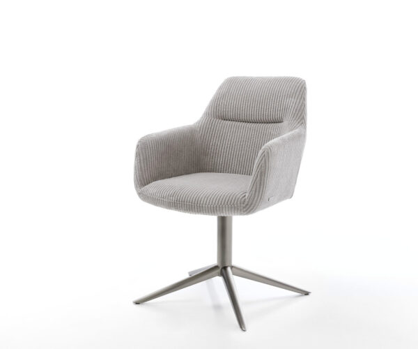 Étkezőszék Pejo-Flex plüss kordbársony ezüstszürke grafit láb 360° forgatható hintamechanizmus zsákrugós matrac