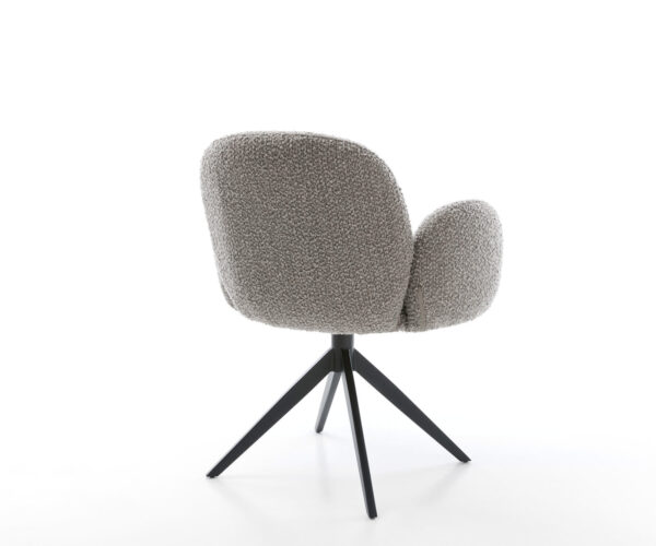 Étkezőszék Nube-Flex karfás bouclé ezüstszürke kereszt láb széles fekete 360° forgatható hintamechanizmus zsákrugós matrac - Image 5