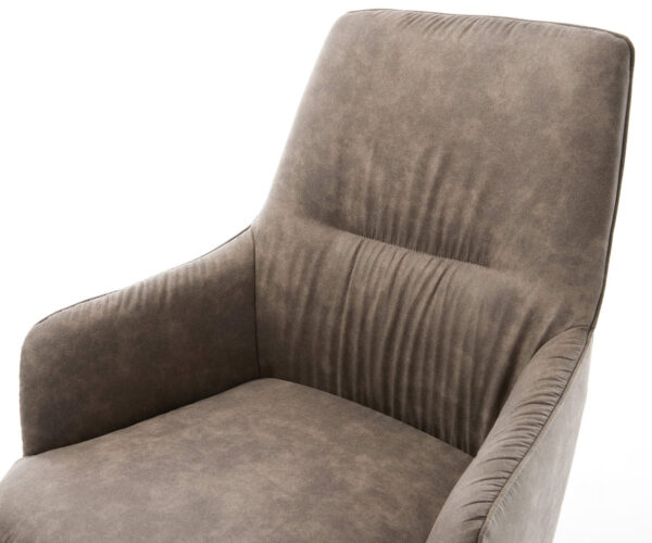 Étkezőszék Zelia-Flex mikroszálas taupe vintage karfás széles fekete kereszt lábas 360° forgatható hintamechanizmus zsákrugós - Image 4