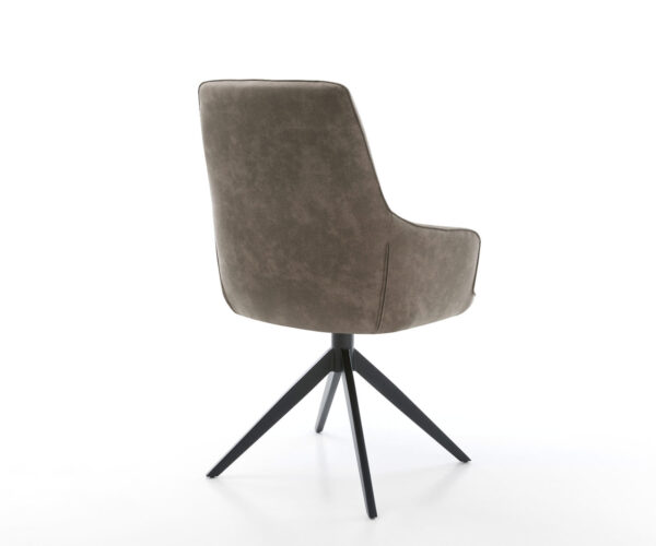 Étkezőszék Zelia-Flex mikroszálas taupe vintage karfás széles fekete kereszt lábas 360° forgatható hintamechanizmus zsákrugós - Image 5
