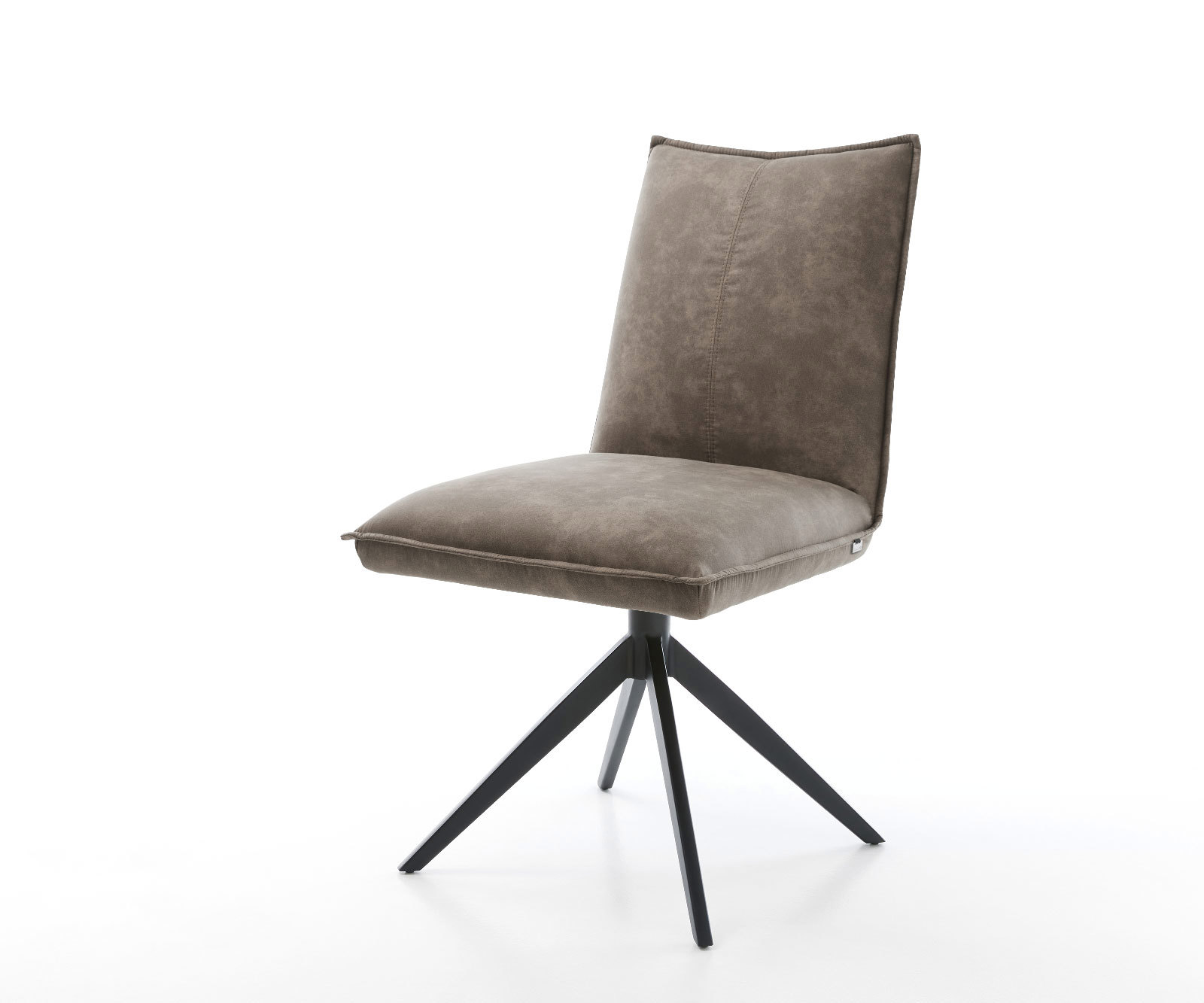 Étkezőszék Lelio-Flex mikroszálas taupe vintage kereszt láb széles fekete 360° forgatható billenő zsákrugós matrac