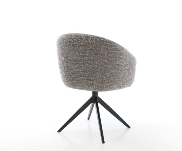 Étkezőszék Caja-Flex karfás bouclé ezüstszürke kereszt láb széles fekete 360° forgatható hintamechanizmus zsákrugós matrac - Image 5
