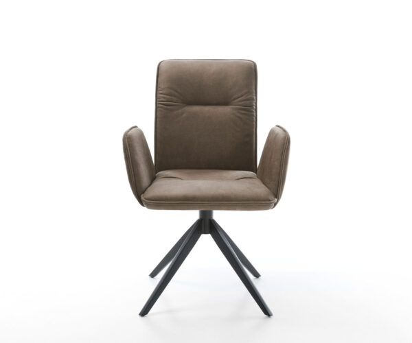 Étkezőszék Vinja-Flex mikroszálas taupe vintage kereszt láb széles fekete 360° forgatható billenő - Image 2