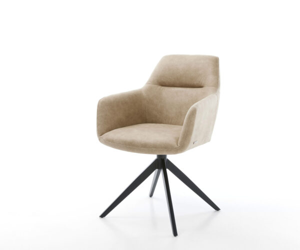 Étkezőszék Pejo-Flex mikroszálas bézs vintage kereszt láb széles fekete 360° forgatható billenő zsákrugós