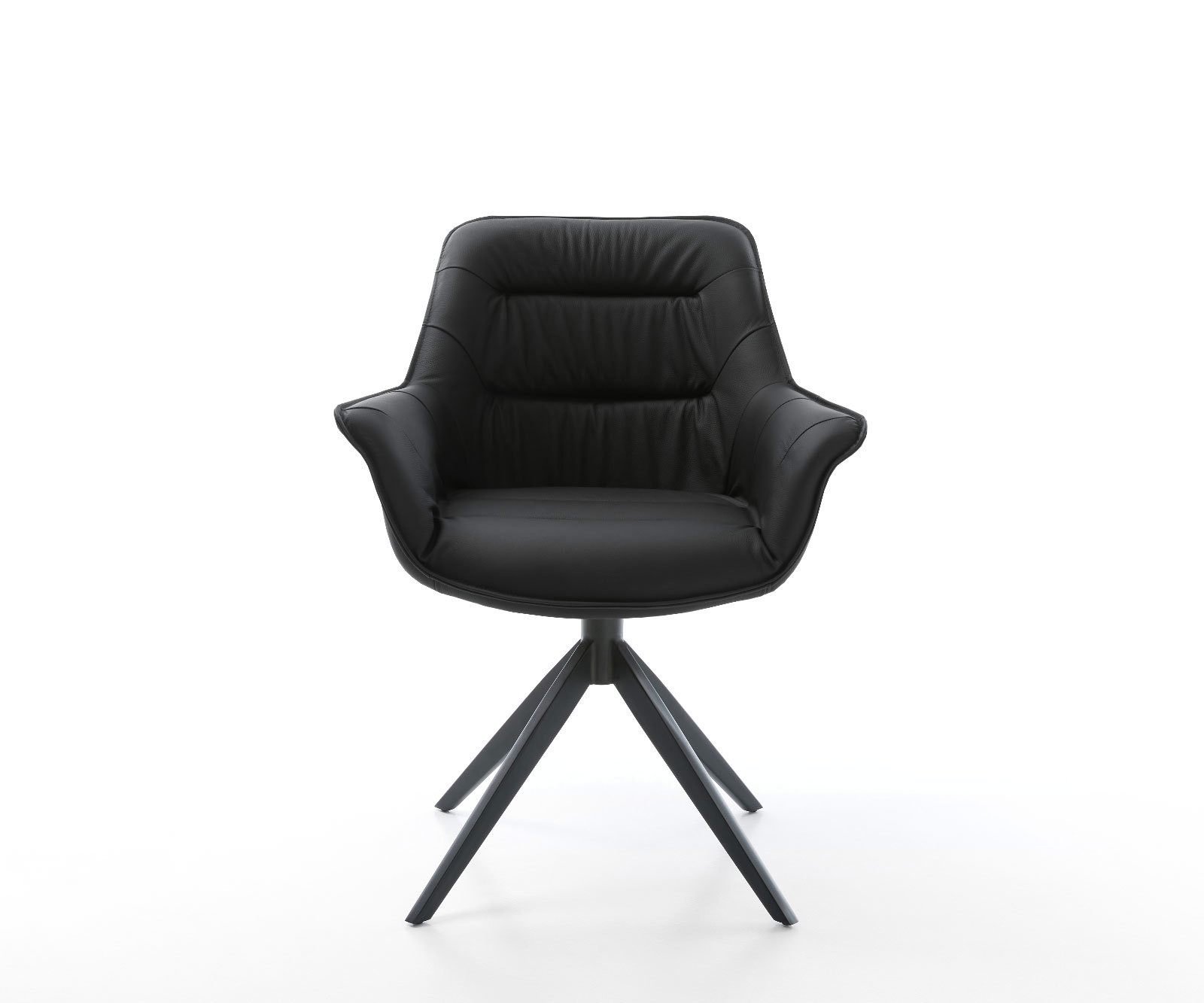 Étkezőszék Kaira-Flex valódi bőr fekete kereszt láb széles fekete 360° forgatható billenő funkció - Image 2