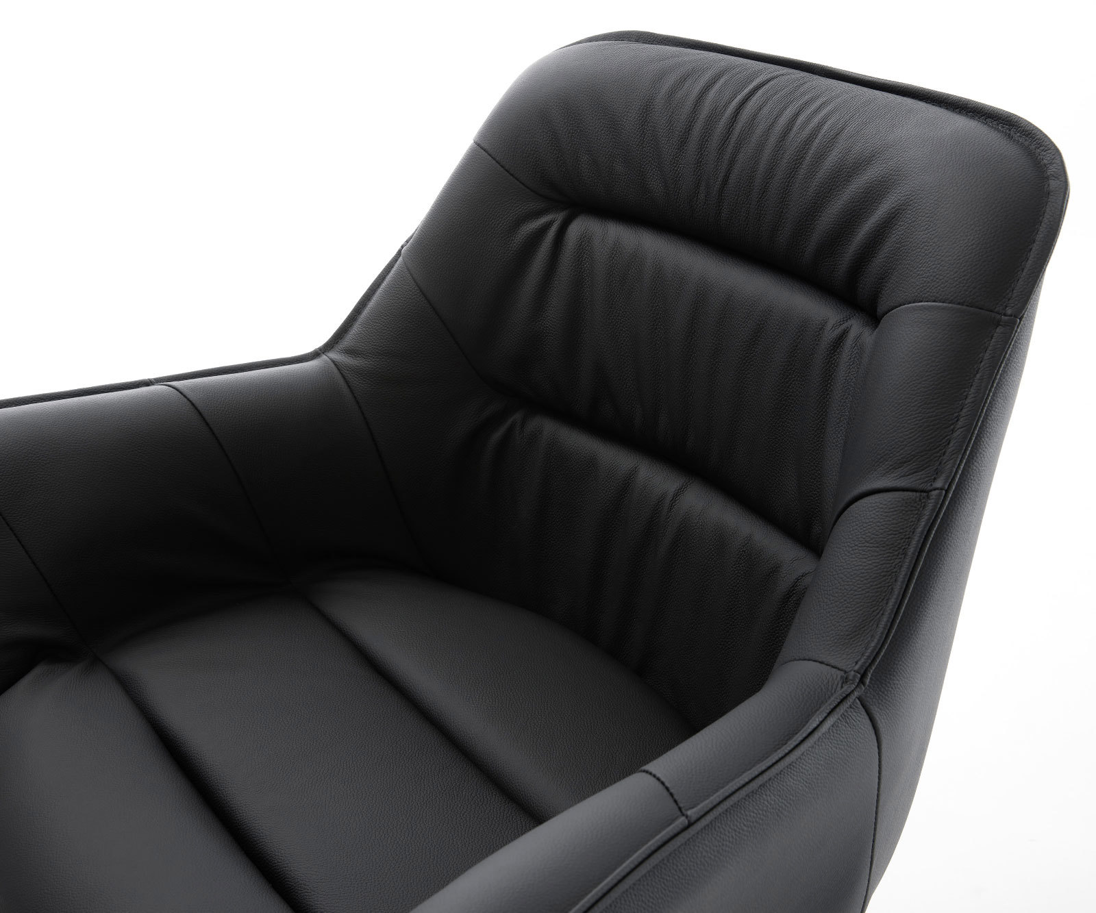 Étkezőszék Kaira-Flex valódi bőr fekete kereszt láb széles fekete 360° forgatható billenő funkció - Image 4