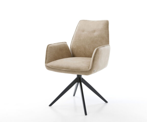 Étkezőszék Zoa-Flex mikroszálas bézs vintage kereszt láb széles fekete 360° forgatható billenő zsákrugós matrac