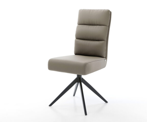 Étkezőszék Pela-Flex valódi bőr sötét bézs kereszt láb széles fekete 360° forgatható billenő zsákrugós matrac