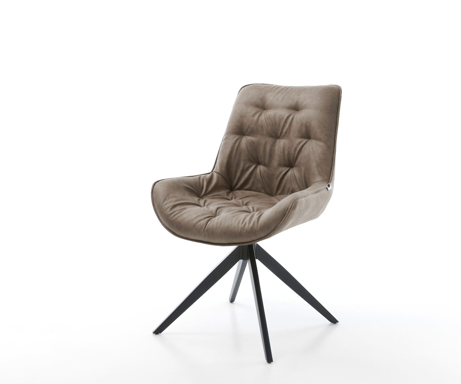 Étkezőszék Taimi-Flex mikroszálas taupe vintage kereszt láb széles fekete 360° forgatható billenő funkció