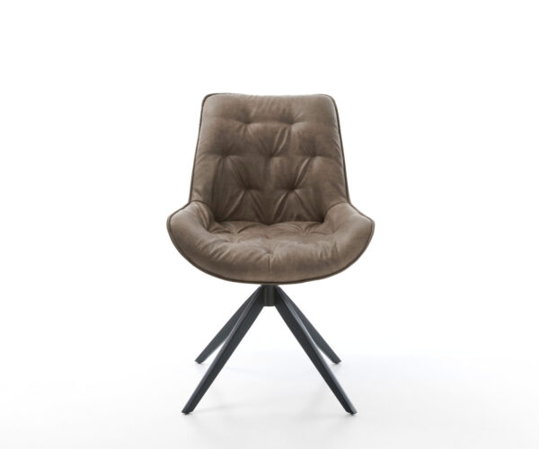 Étkezőszék Taimi-Flex mikroszálas taupe vintage kereszt láb széles fekete 360° forgatható billenő funkció - Image 2