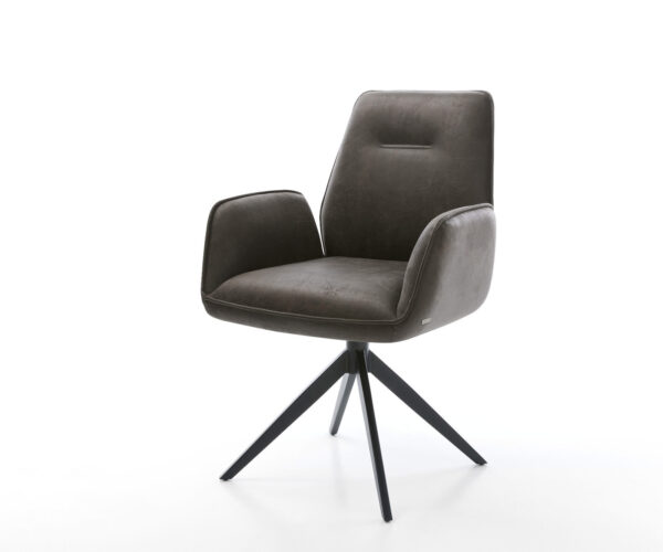 Étkezőszék Zoa-Flex mikroszálas antracit vintage kereszt láb széles fekete 360° forgatható hintamechanizmus zsákrugós matrac