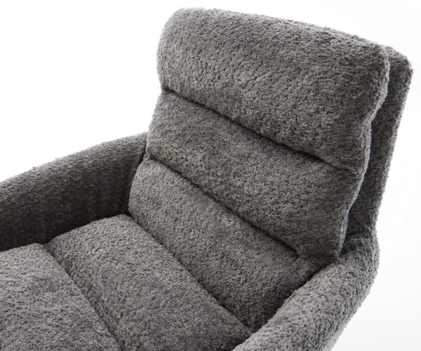 Étkezőszék Abelia-Flex karfás bouclé szürke kereszt láb széles fekete 360° forgatható billenő funkció - Image 4