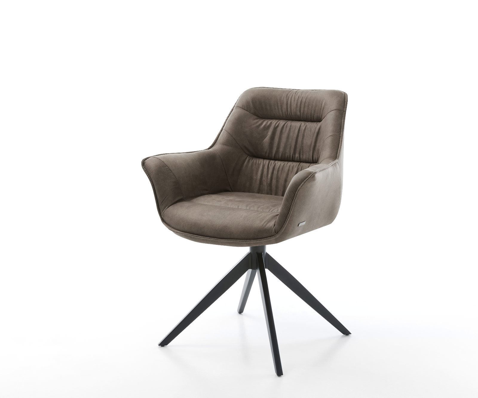 Étkezőszék Kaira-Flex mikroszálas taupe vintage kereszt láb széles fekete 360° forgatható billenő funkció