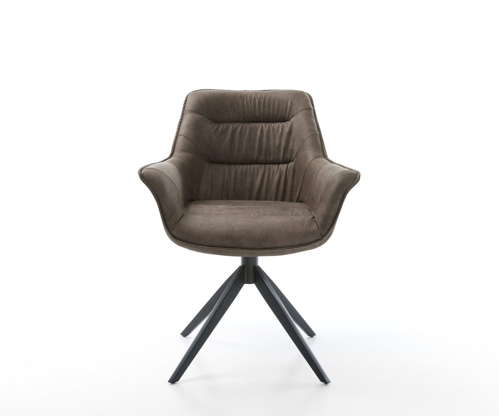 Étkezőszék Kaira-Flex mikroszálas taupe vintage kereszt láb széles fekete 360° forgatható billenő funkció - Image 2