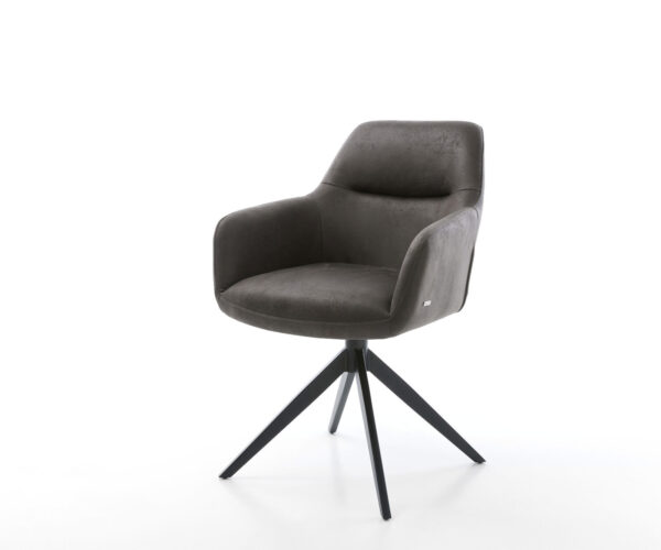 Étkezőszék Pejo-Flex mikroszálas antracit vintage kereszt láb széles fekete 360° forgatható billenő zsákrugós