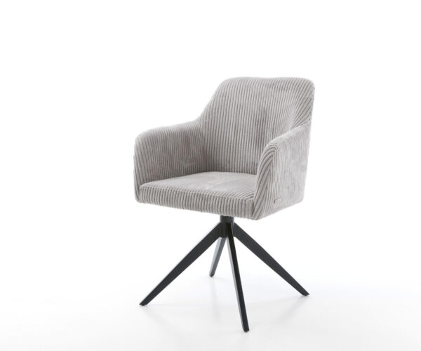 Étkezőszék Greg-Flex mikroszálas ezüstszürke kereszt láb széles fekete 360° forgatható billenő zsákrugós matrac