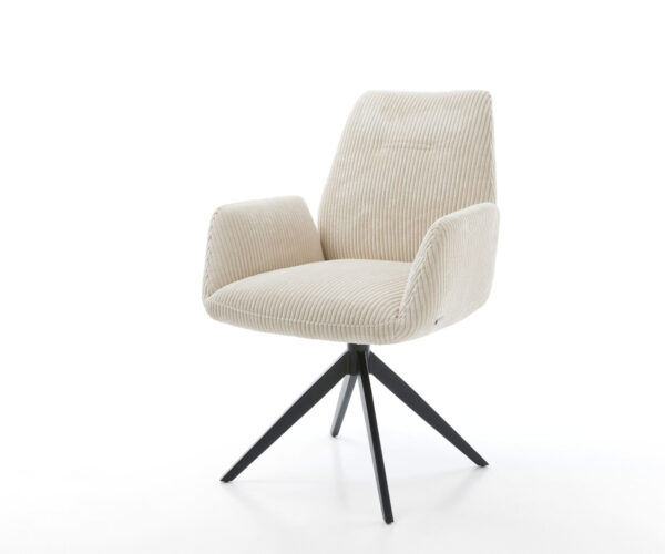 Étkezőszék Zoa-Flex kordbársony bézs kereszt láb széles fekete 360° forgatható billenő zsákrugós matrac