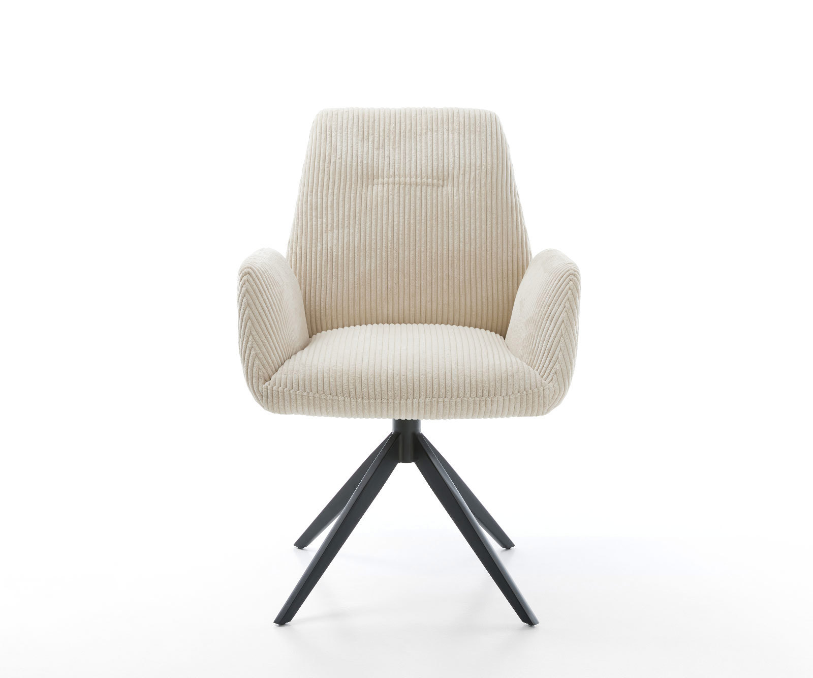 Étkezőszék Zoa-Flex kordbársony bézs kereszt láb széles fekete 360° forgatható billenő zsákrugós matrac - Image 2