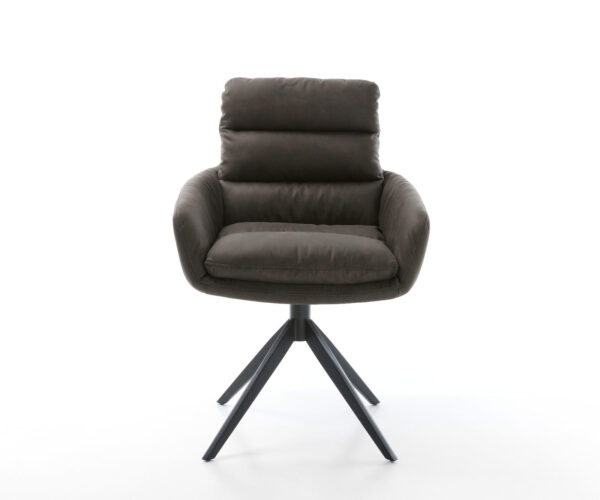 Étkezőszék Abelia-Flex karfás mikroszálas antracit vintage kereszt láb széles fekete 360° forgatható billenő funkció - Image 2
