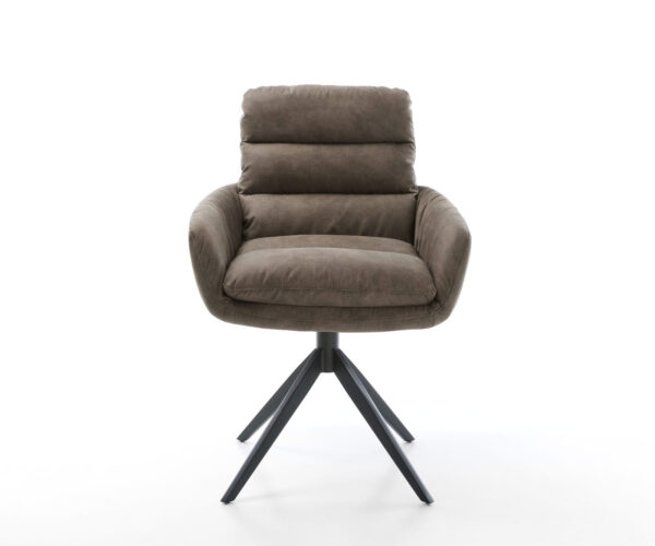 Étkezőszék Abelia-Flex karfás mikroszálas taupe vintage kereszt láb széles fekete 360° forgatható billenő funkció - Image 2