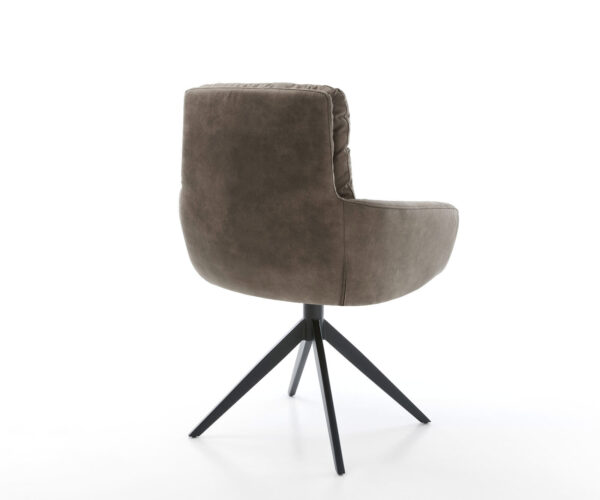 Étkezőszék Abelia-Flex karfás mikroszálas taupe vintage kereszt láb széles fekete 360° forgatható billenő funkció - Image 5