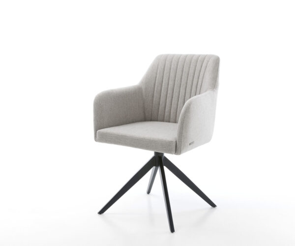 Étkezőszék Greg-Flex csíkos világosszürke kereszt láb széles fekete 360° forgatható billenő zsákrugós matrac