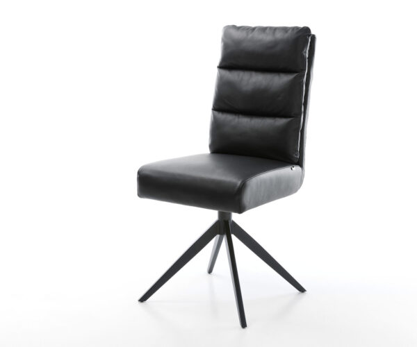 Étkezőszék Pela-Flex valódi bőr fekete kereszt láb széles fekete 360° forgatható billenő zsákrugós matrac