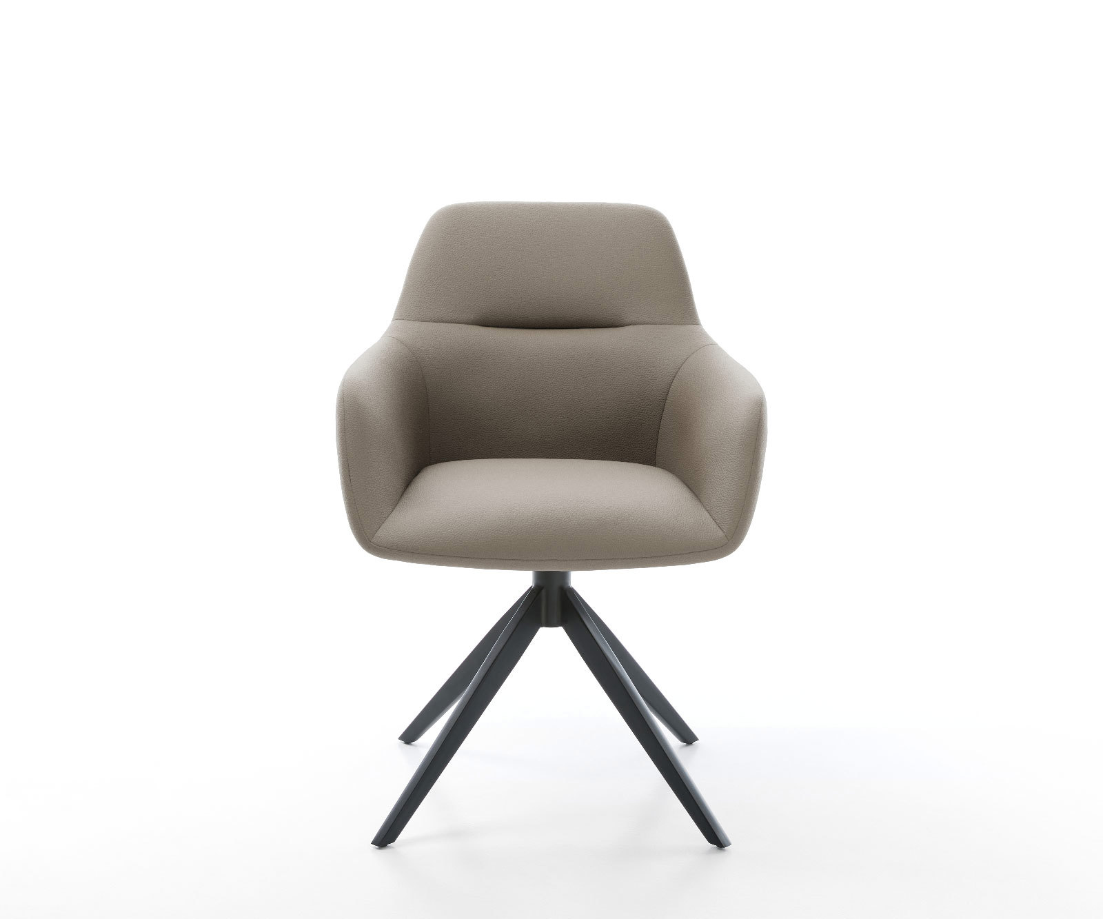 Étkezőszék Pejo-Flex valódi bőr sötét bézs kereszt láb széles fekete 360° forgatható billenő zsákrugós - Image 2