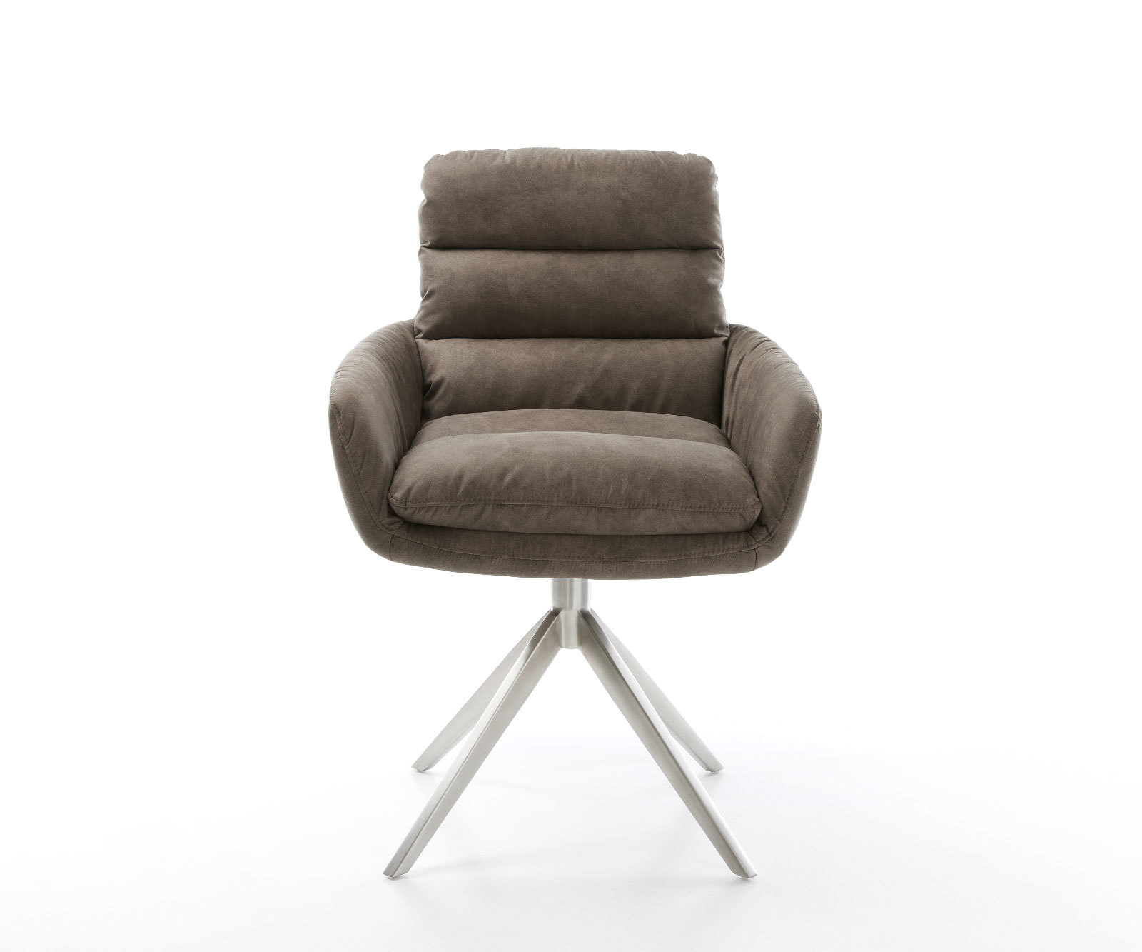 Étkezőszék Abelia-Flex karfás mikroszálas taupe vintage kereszt láb széles rozsdamentes acél 360° forgatható billenő funkció - Image 2