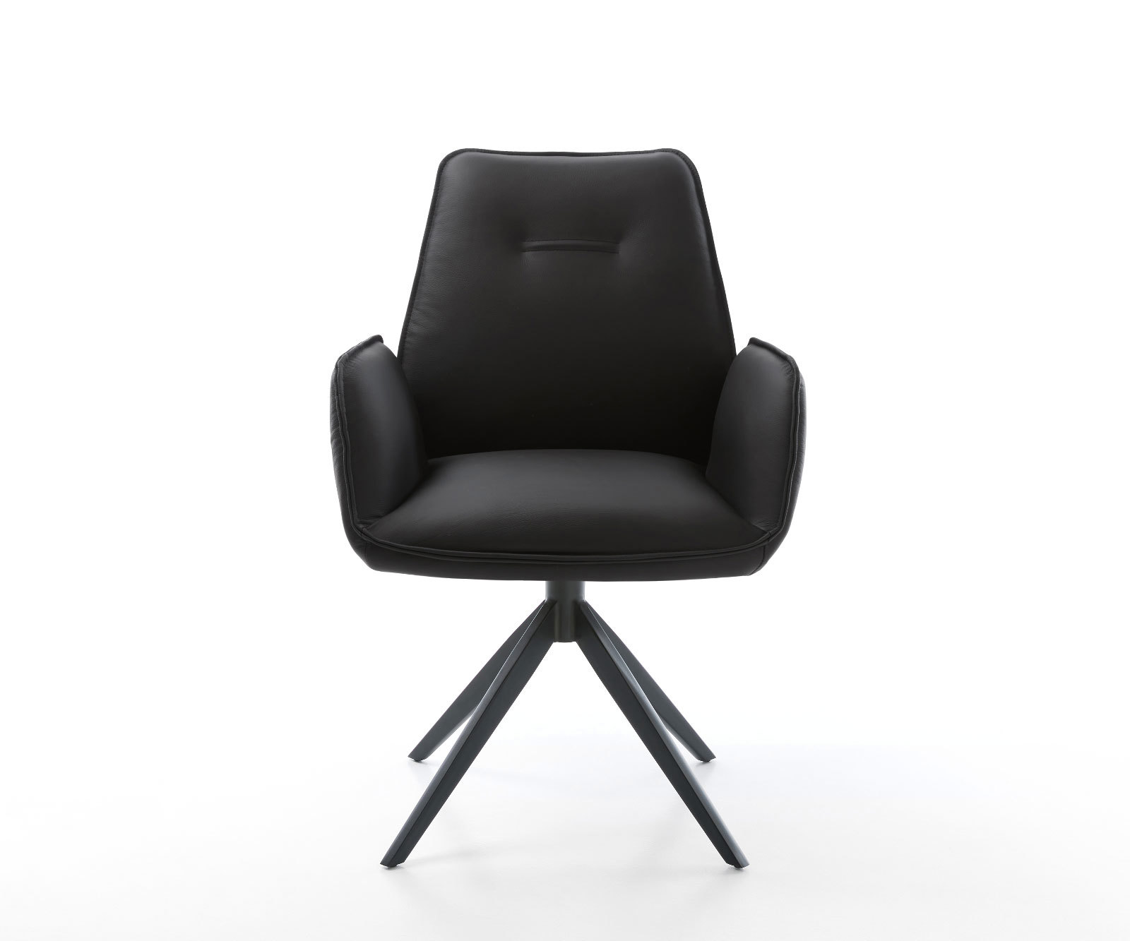 Étkezőszék Zoa-Flex valódi bőr fekete kereszt láb széles fekete 360° forgatható billenő zsákrugós matrac - Image 2