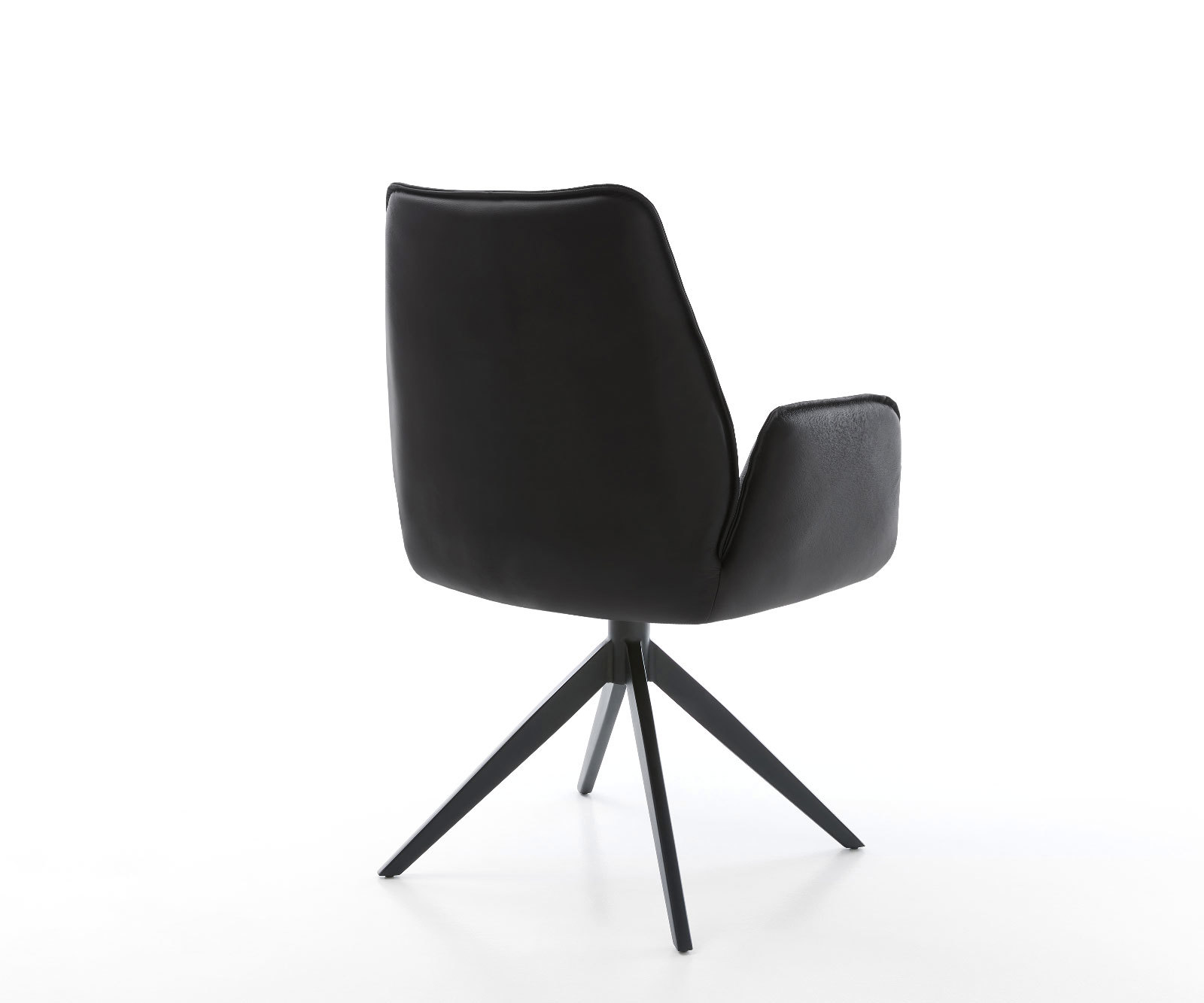 Étkezőszék Zoa-Flex valódi bőr fekete kereszt láb széles fekete 360° forgatható billenő zsákrugós matrac - Image 5