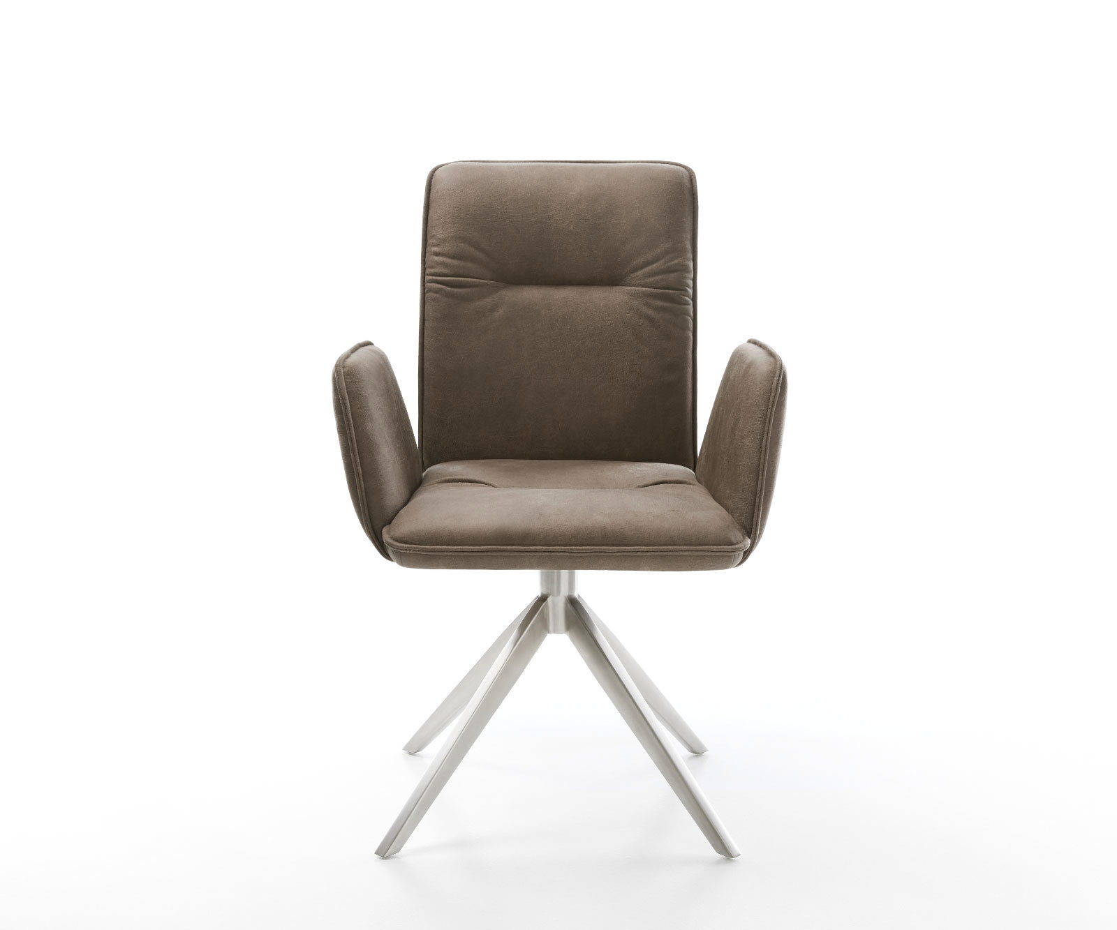 Étkezőszék Vinja-Flex mikroszálas taupe vintage kereszt láb széles rozsdamentes acél 360° forgatható billenő funkció - Image 2