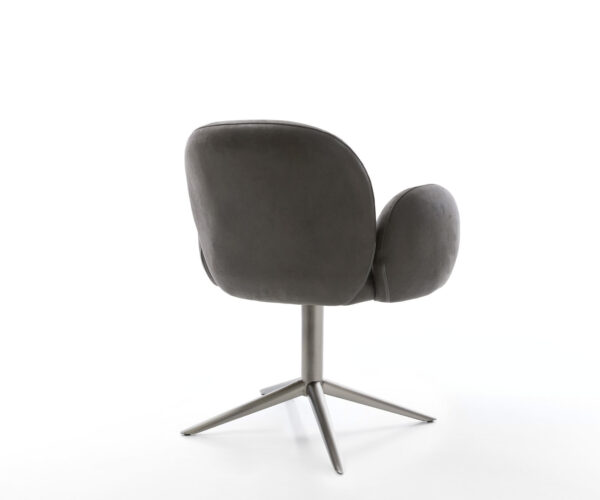 Étkezőszék Nube-Flex karfás mikroszálas antracit vintage lábkereszt grafit 360° forgatható hintamechanizmus zsákrugós - Image 5
