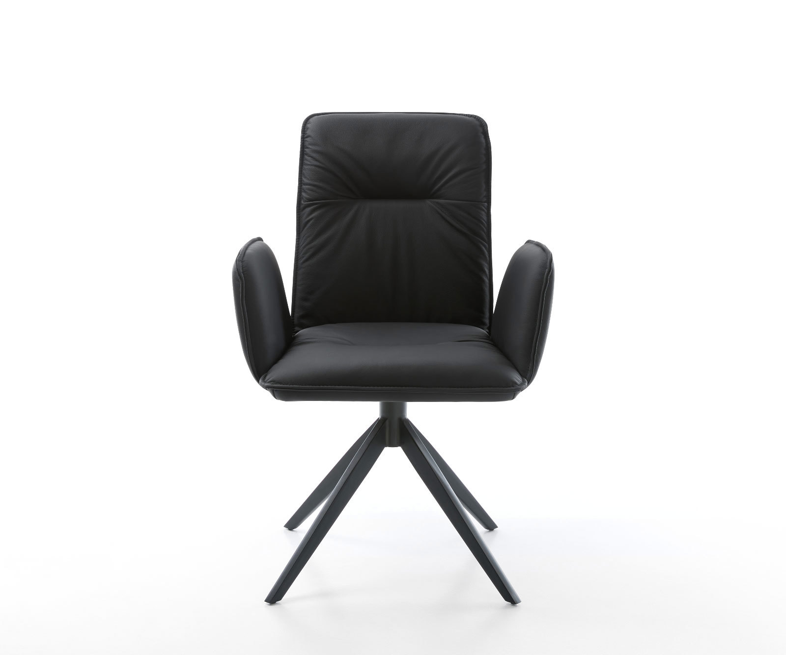 Étkezőszék Vinja-Flex valódi bőr fekete kereszt láb széles fekete 360° forgatható billenő funkció - Image 2