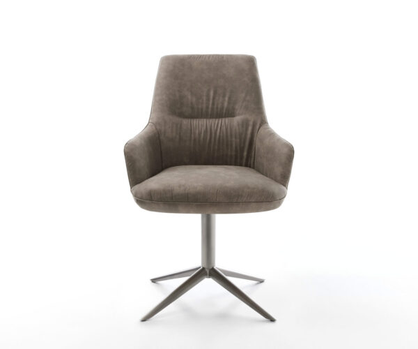 Étkezőszék Zelia-Flex karfás mikroszálas taupe vintage grafit láb 360° forgatható hintamechanizmus zsákrugós matrac - Image 2