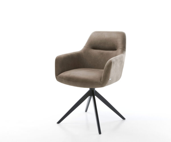 Étkezőszék Pejo-Flex mikroszálas taupe vintage kereszt láb széles fekete 360° forgatható billenő zsákrugós