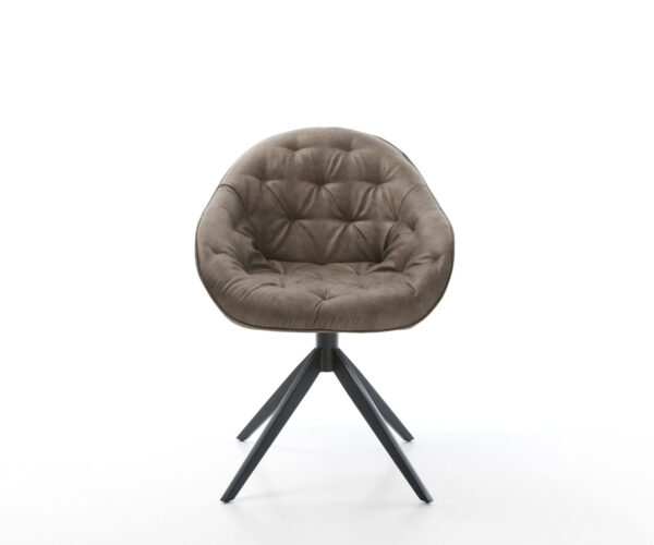 Étkezőszék Gaio-Flex mikroszálas taupe vintage kereszt láb széles fekete 360° forgatható billenő funkció - Image 2