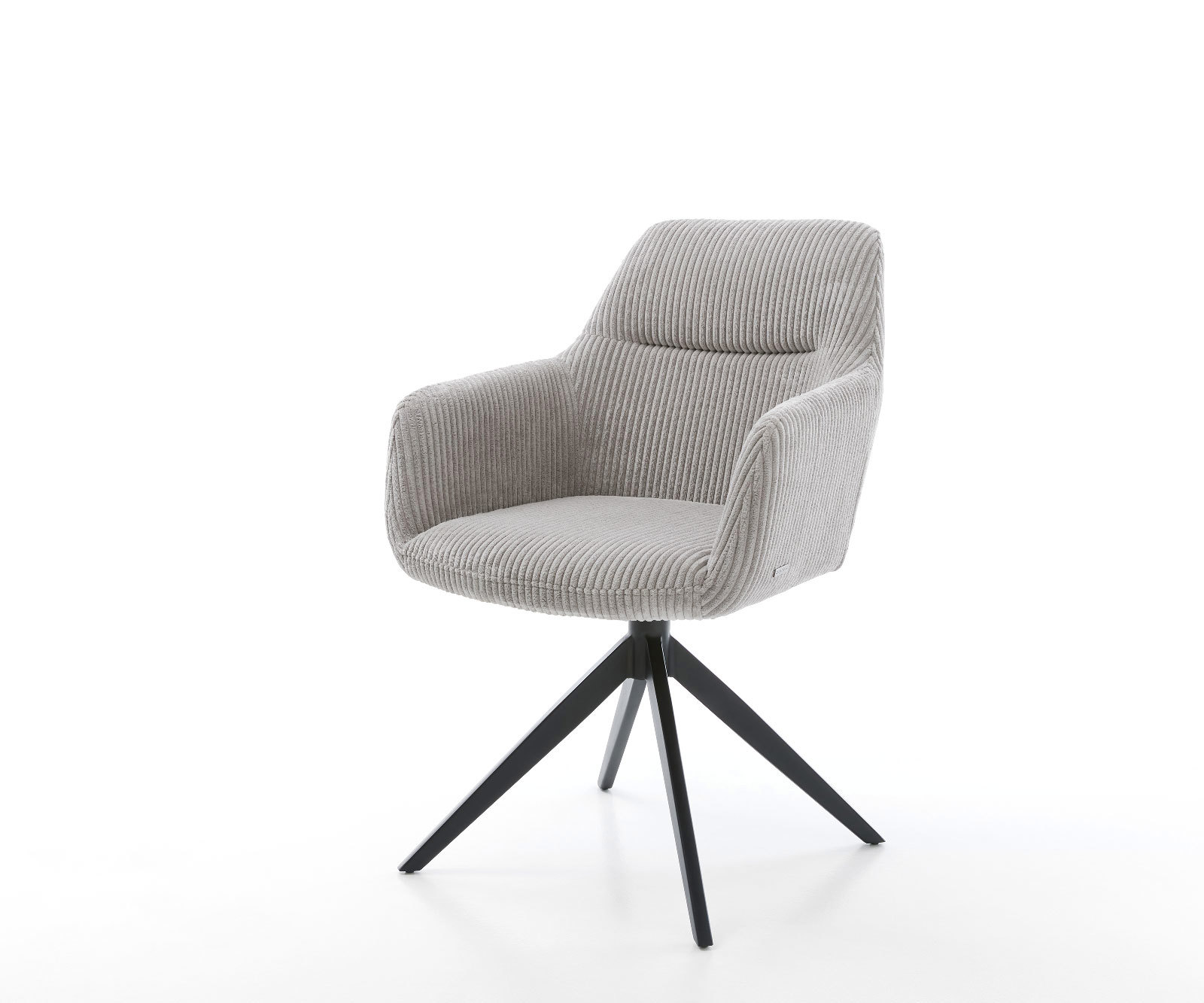 Étkezőszék Pejo-Flex plüss kordbársony ezüstszürke kereszt láb széles fekete 360° forgatható hintamechanizmus zsákrugós matrac