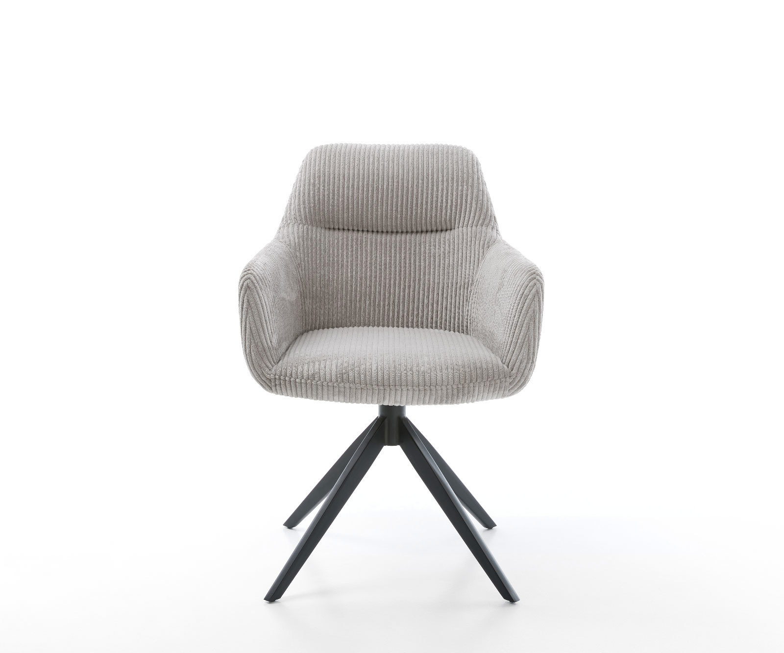 Étkezőszék Pejo-Flex plüss kordbársony ezüstszürke kereszt láb széles fekete 360° forgatható hintamechanizmus zsákrugós matrac - Image 2