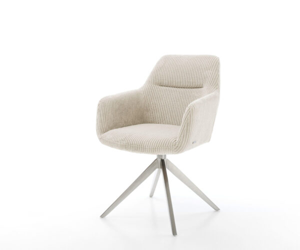 Étkezőszék Pejo-Flex kordbársony bézs kereszt láb széles rozsdamentes acél 360° forgatható billenő zsákrugós