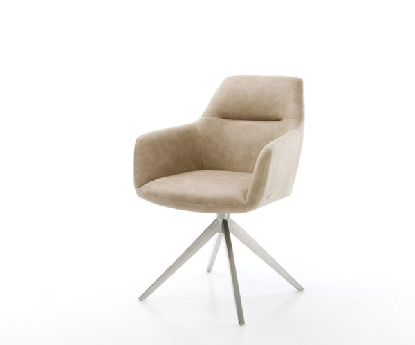 Étkezőszék Pejo-Flex mikroszálas bézs vintage széles kereszt láb rozsdamentes acél 360° forgatható billenő funkció zsákrugós matrac