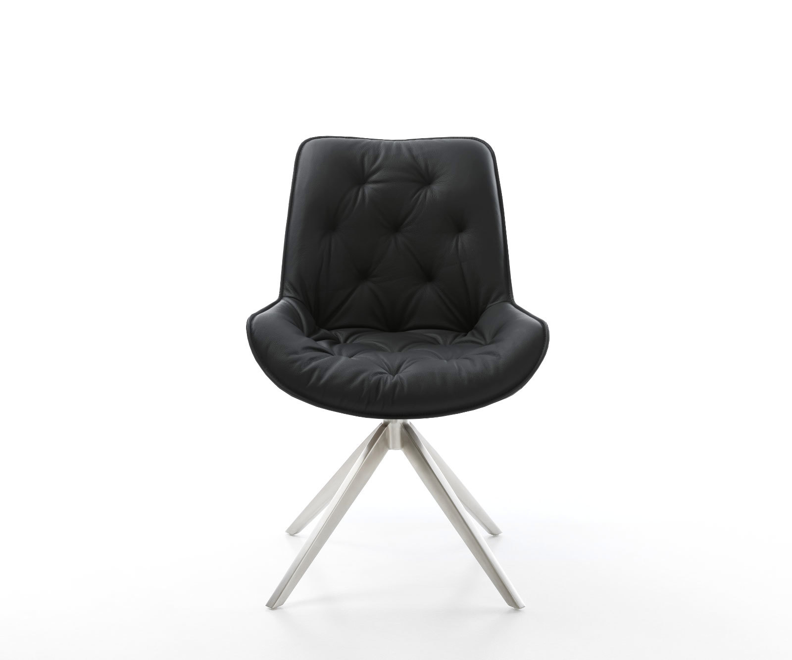 Étkezőszék Taimi-Flex valódi bőr fekete széles rozsdamentes acél kereszt láb 360° forgatható billenő funkció - Image 2