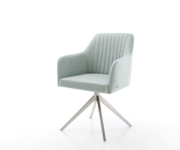 Étkezőszék Greg-Flex csíkos mentol széles kereszt láb rozsdamentes acél 360° forgatható hintamechanizmus zsákrugó