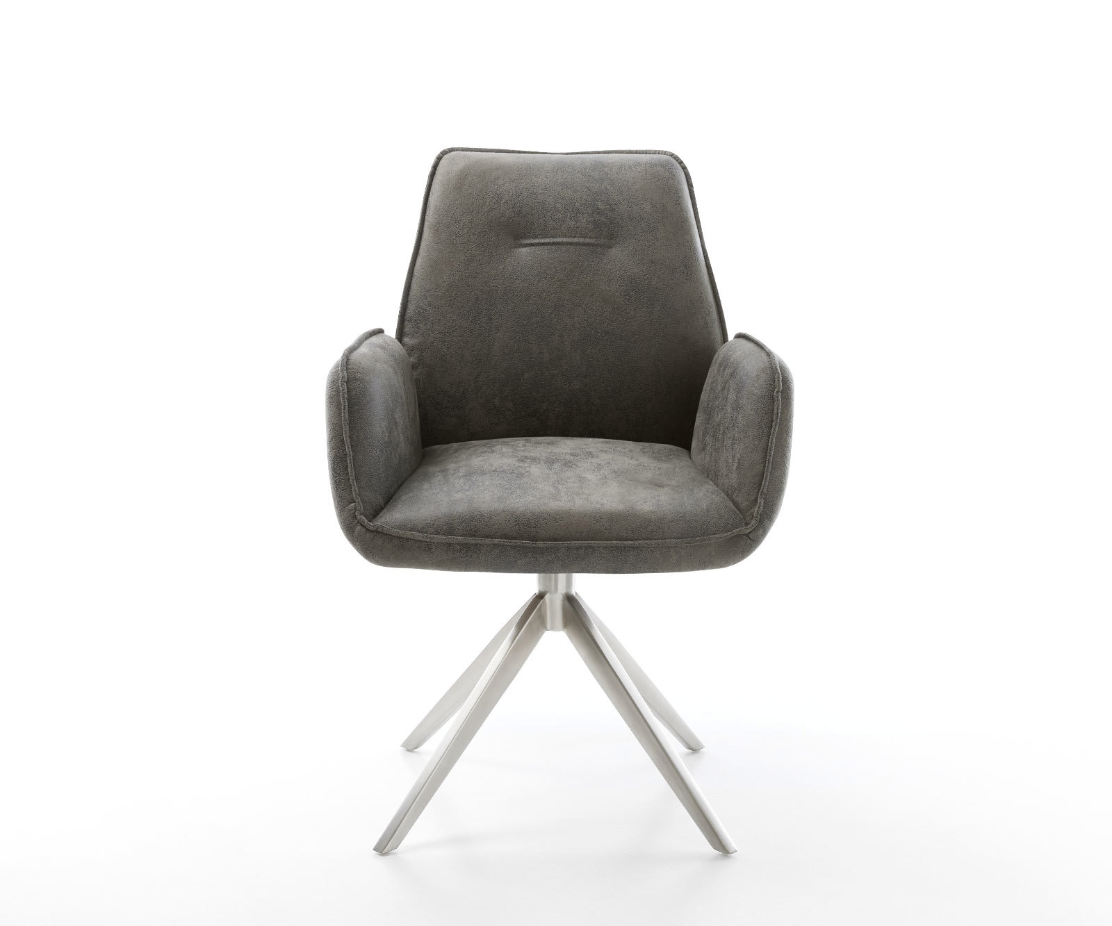 Étkezőszék Zoa-Flex mikroszálas szürke vintage kereszt láb széles rozsdamentes acél 360° forgatható hintamechanizmus zsákrugós matrac - Image 2